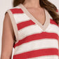 Elan “Slate” Sweater Vest-White/Red Stripe
