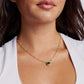 Kendra Scott Bella Short Pendant Necklace-Gold Dark Green Crystal