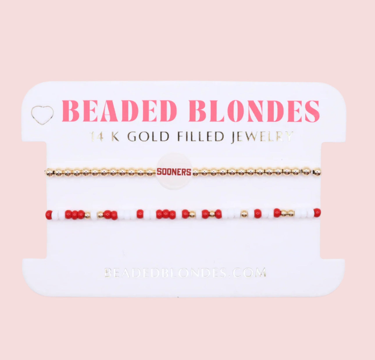 Beaded Blondes "OU/Sooners" Sprinkle Bracelet Stack-Standard 6.75"