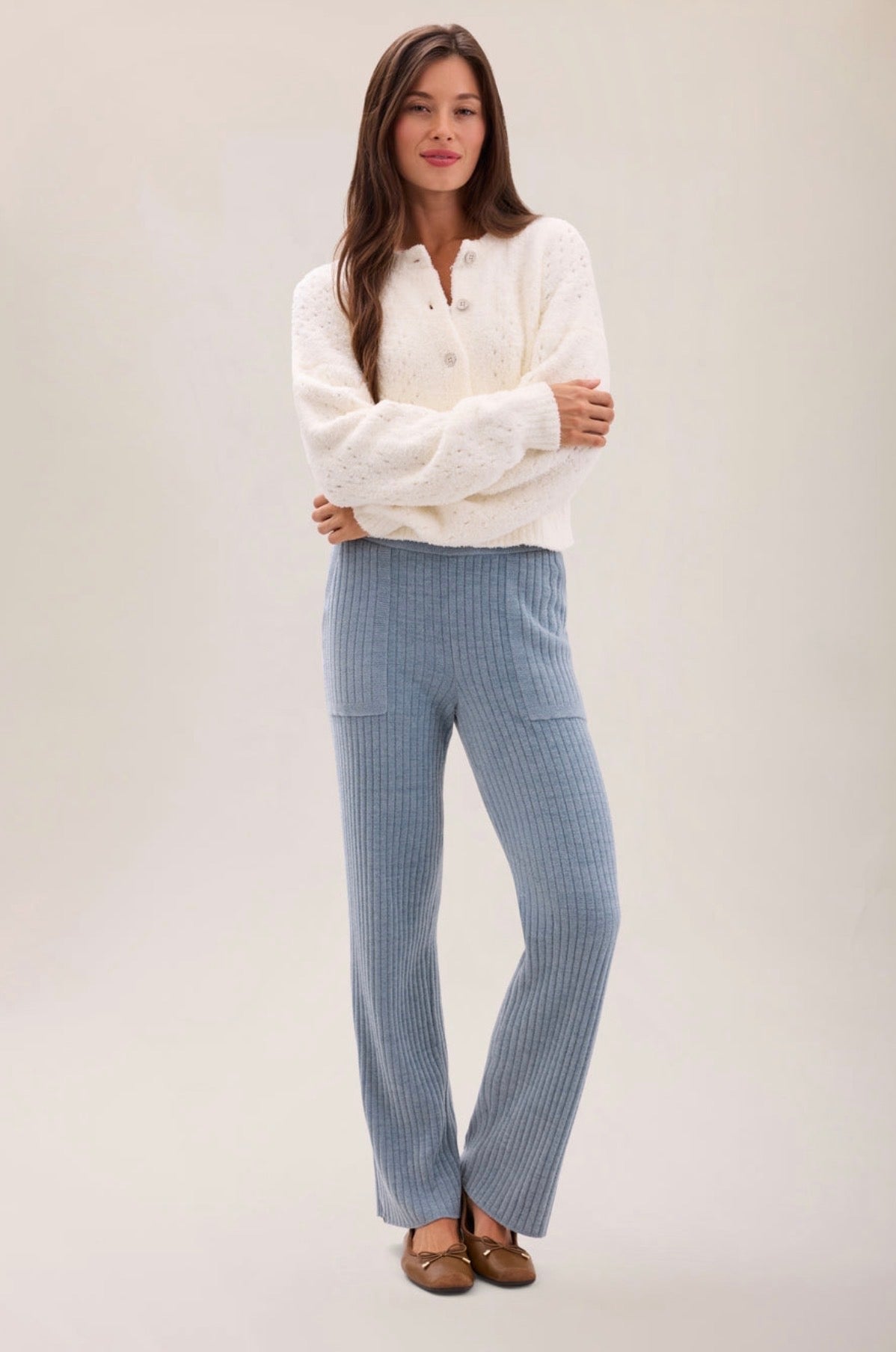 Barefoot Dreams Pointelle Cropped Cardi-Pearl