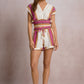 Elan "Cara" Drawstring Short-Natural/Pink