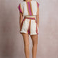 Elan "Cara" Drawstring Short-Natural/Pink