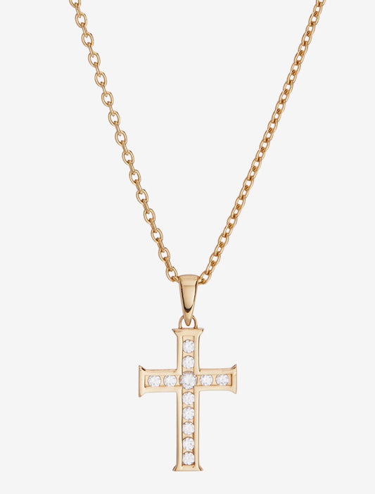 Rizen Luminous Cross Pendant Necklace-Gold