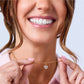 LeMel “Blaire” Bezel Round CZ Charm Necklace 18” (on Paperclip chain)