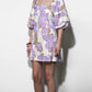 Greylin "Emery" Bubble Sleeve Piped Mini Dress-Cream/Lilac