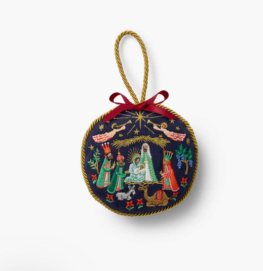 Rifle Paper Co. "Nativity"  Embroidered Ornament