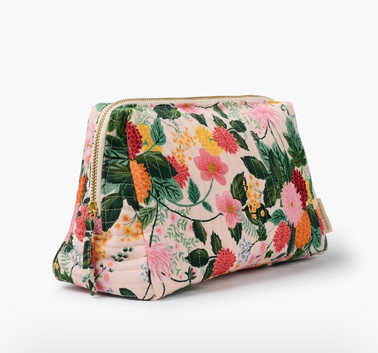 Rifle Paper Co. "Dahlia" Quilted Cosmetic Pouch-Large