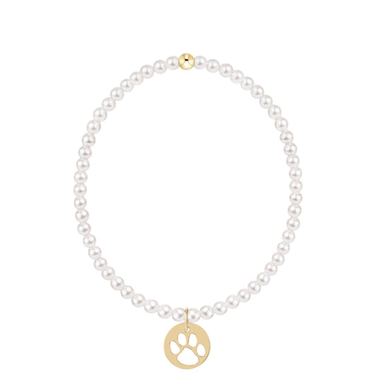 Enewton EGIRL “Classic Pearl” 3mm Bead Bracelet- Paw Print Gold Disc