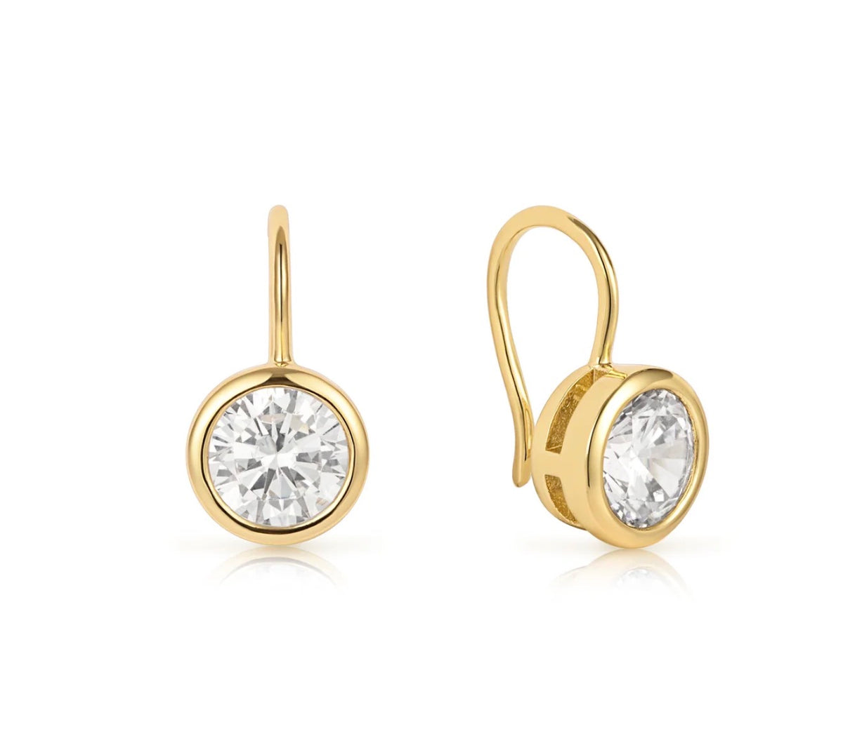 LeMel “Blaire” Bezel Drop Huggie-Gold/CZ