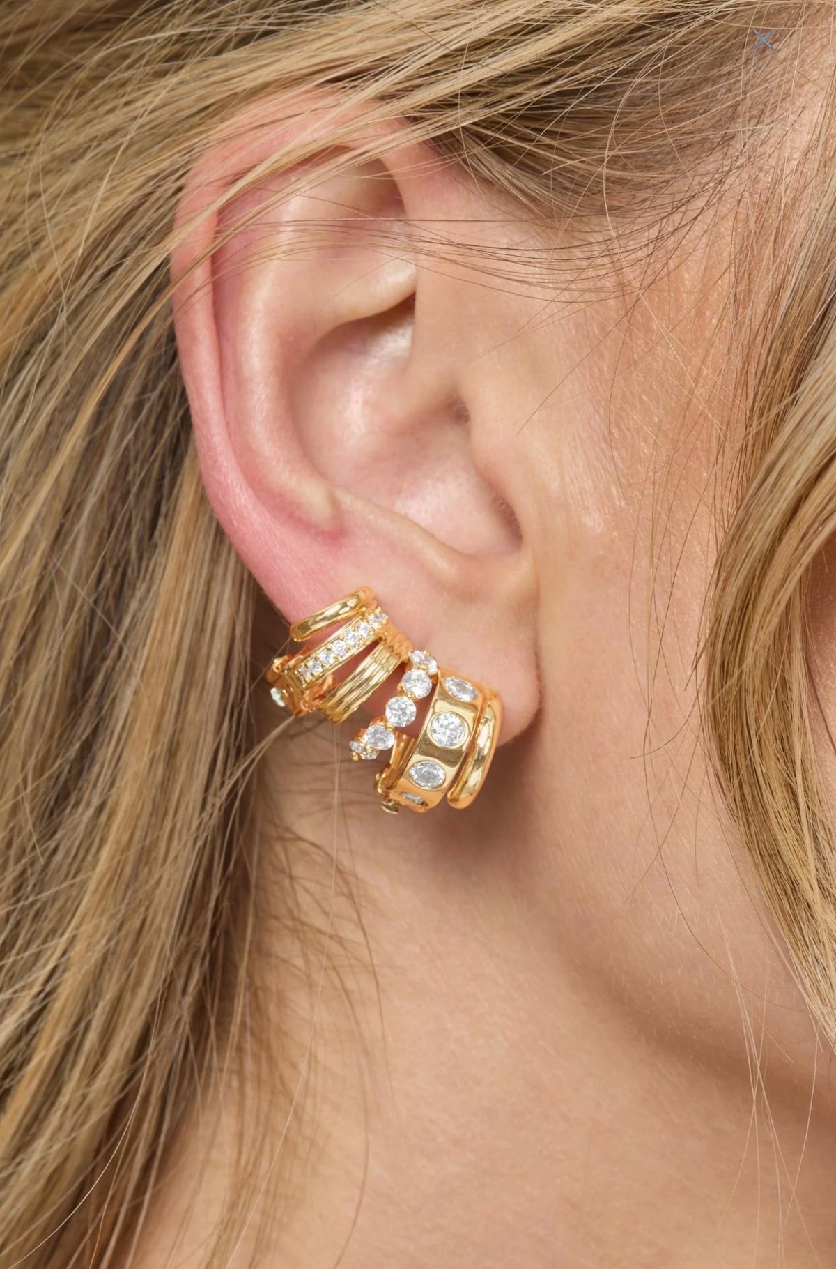 Melinda Maria "Ashley" Ear Crawler-Gold/White CZ
