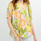 Ivy Jane "Tropical Floral" Popover Blouse- Pastel Yellow
