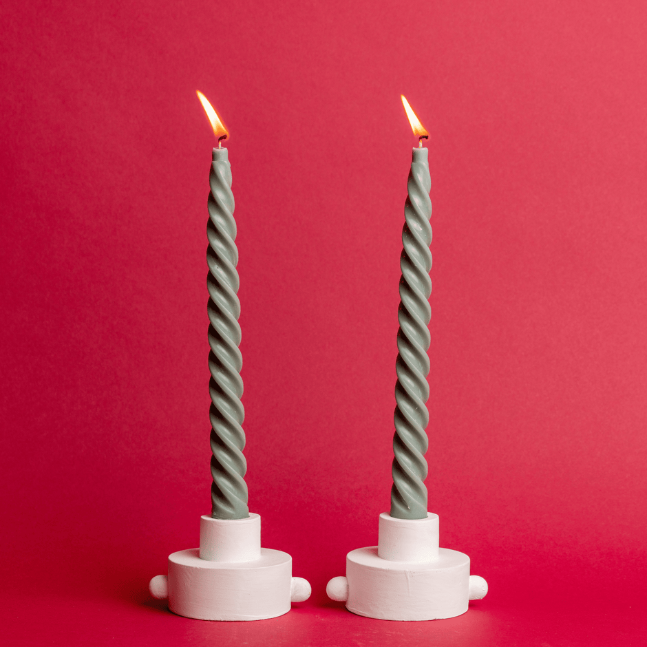 Paddywax Twisted Taper Candles-Forest Green