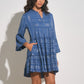 Elan “Clara” VNeck Mini Dress-Blue/Silver Arrow Print