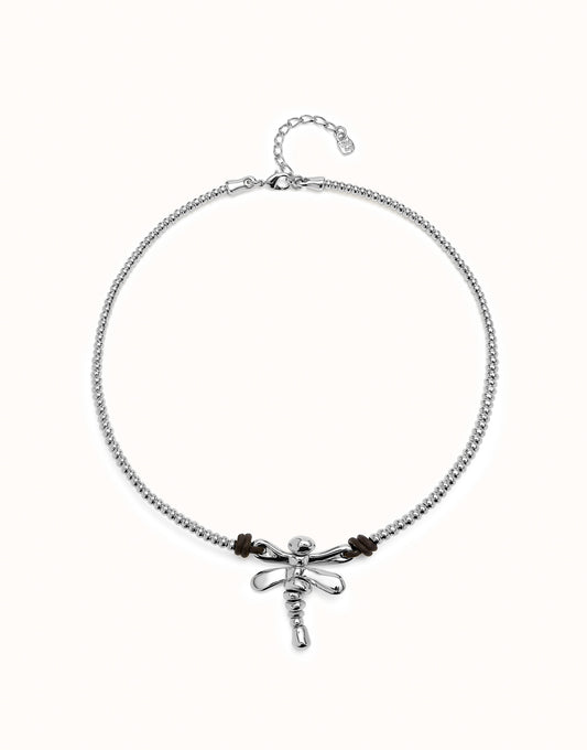 Uno de 50 "To be Rebelled" Dragonfly Short Necklace-Silver