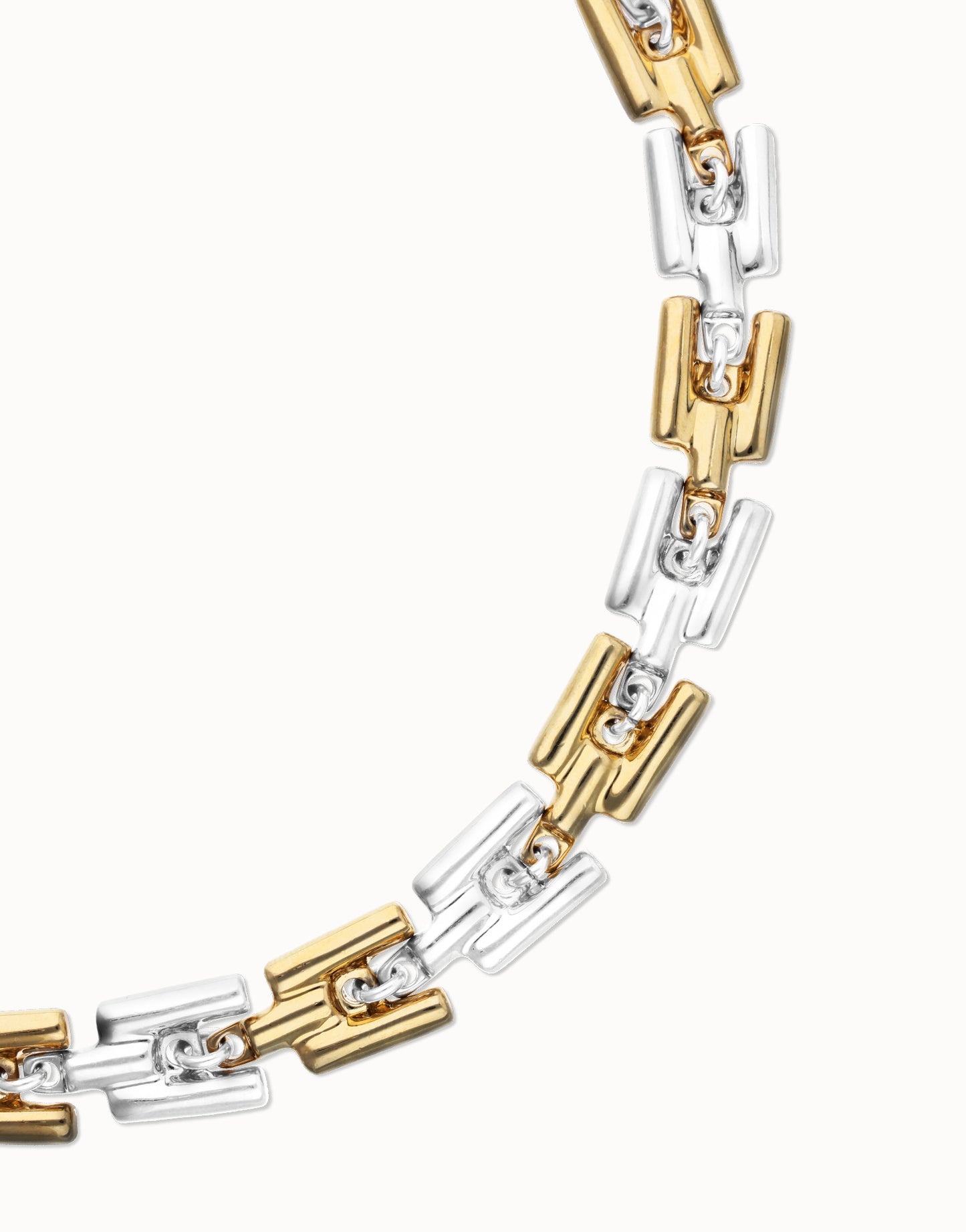 Uno de 50 "Roots" 2-tone Square Links Necklace-Mixed Metal