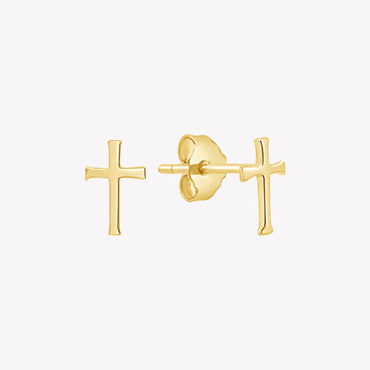 Rizen Cross Mini Stud Earring-Gold