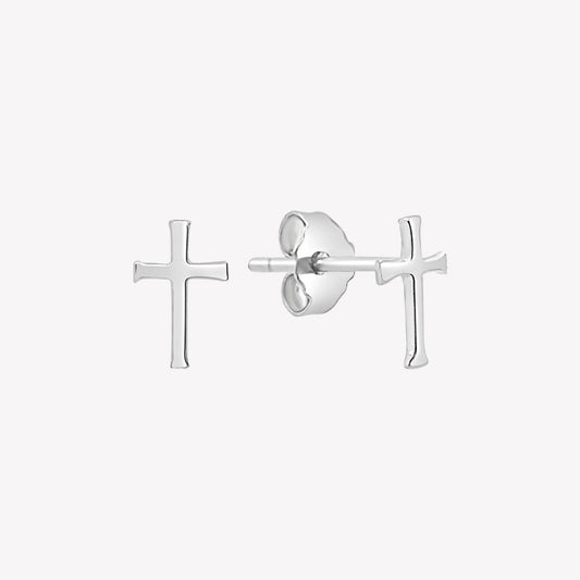 Rizen Cross Mini Stud Earring-Silver