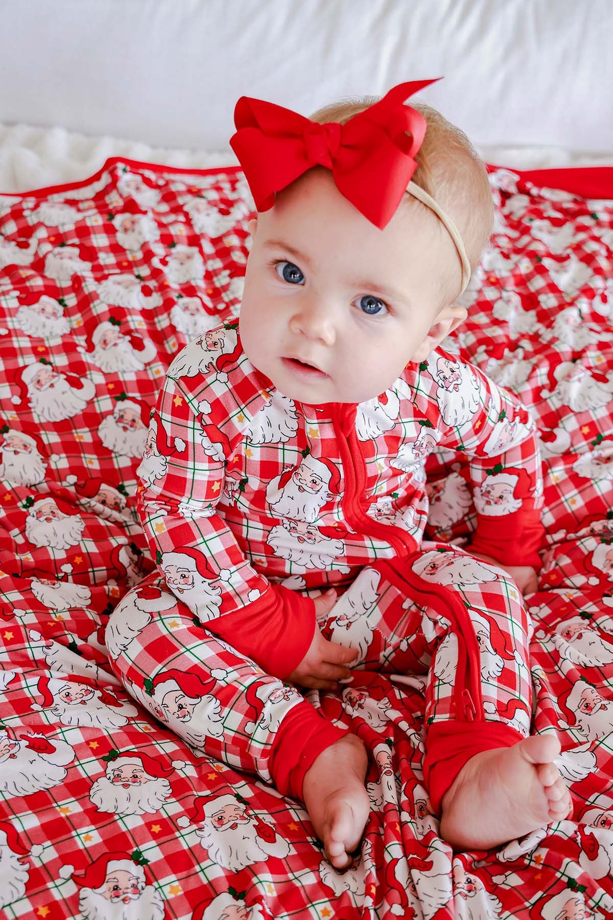 Caden Lane Bamboo Convertible Zipper Romper-Cozy Claus