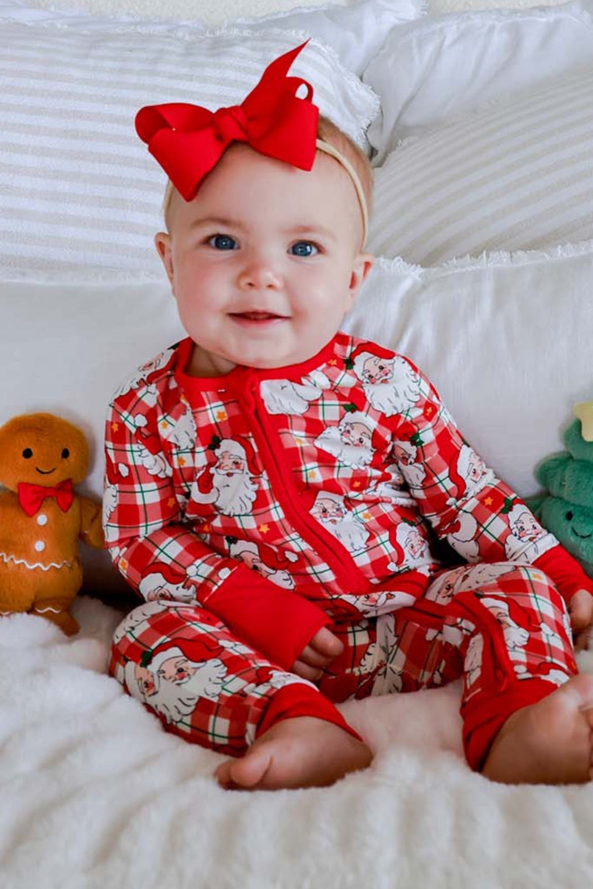 Caden Lane Bamboo Convertible Zipper Romper-Cozy Claus