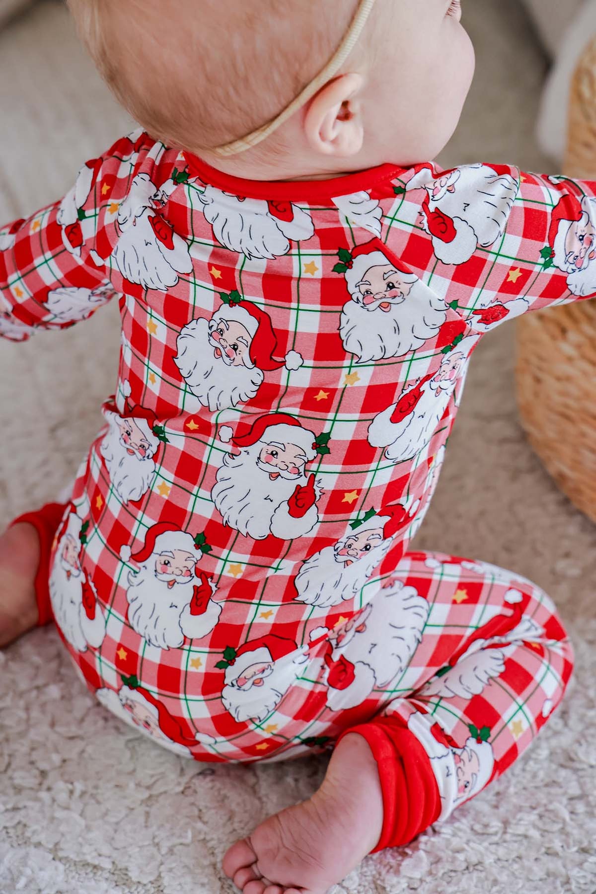 Caden Lane Bamboo Convertible Zipper Romper-Cozy Claus