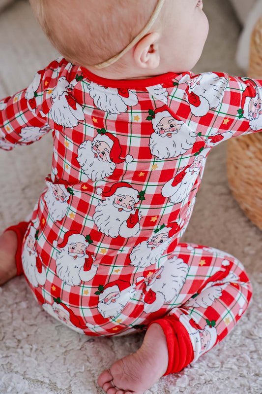 Caden Lane Bamboo Convertible Zipper Romper-Cozy Claus