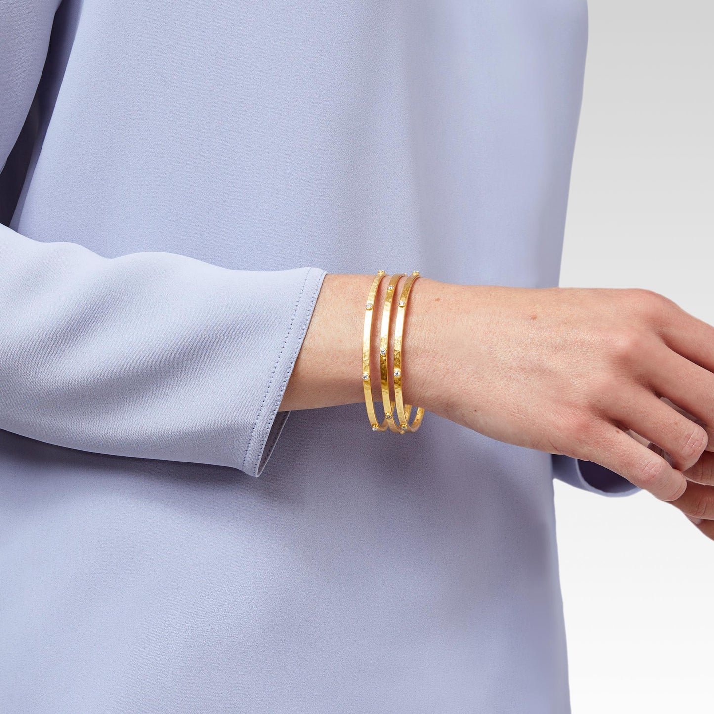 Julie Vos Crescent Stone Bangle - Gold/Pearl