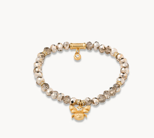 Spartina 449 Stretch Bracelet 6mm-Rose Sparkler/Bee