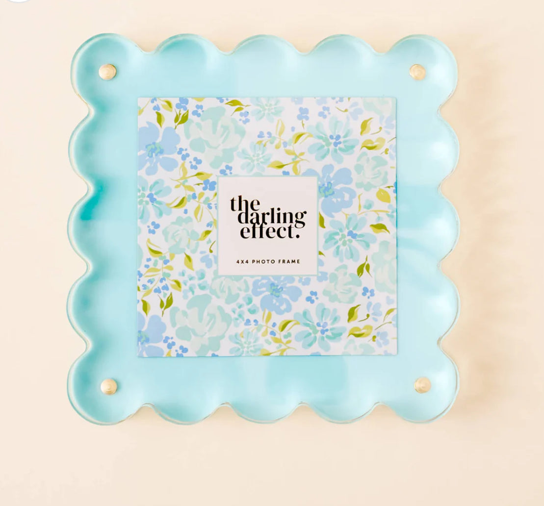 The Darling Effect Square Scalloped Acrylic Frame-Blue