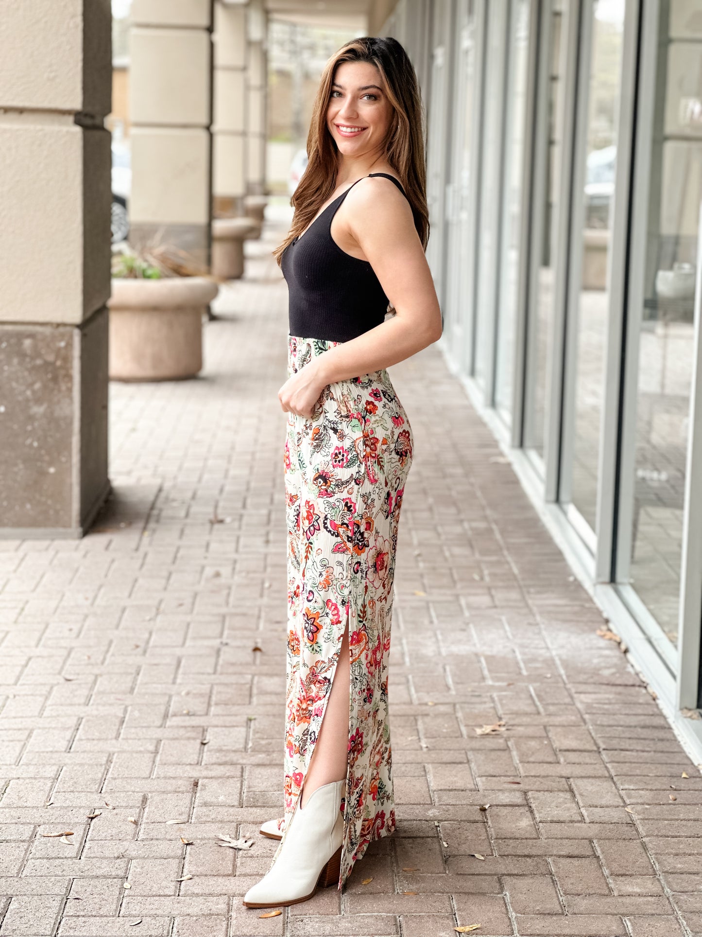 Elan Elastic Waist Pant-Floral