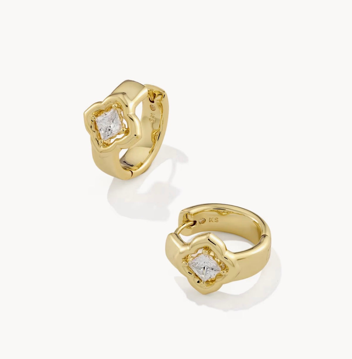 Kendra Scott Mallory Crystal Huggie Earring - Gold White CZ