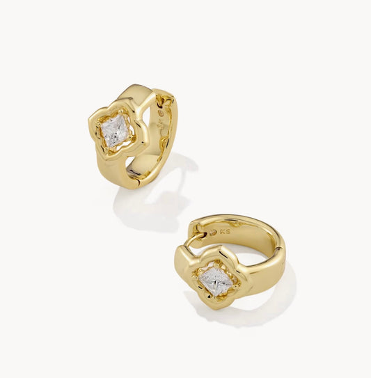 Kendra Scott Mallory Crystal Huggie Earring - Gold White CZ