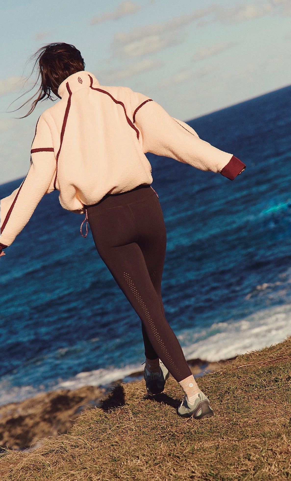 Free People Movement "Mountain High" 1/2 Zip-Pina Colada/Red Velvet