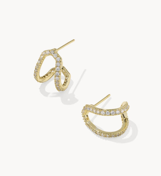 Kendra Scott Daphne Pavé Huggie Earring-Gold White CZ