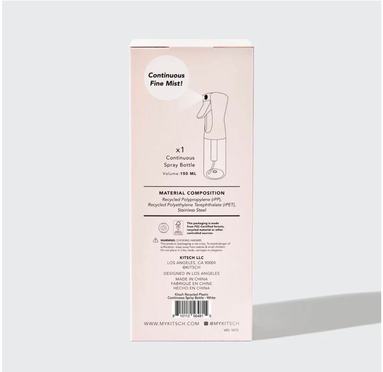 Kitsch Continuous Spray Bottle- White
