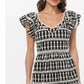 Greylin "Katty" Embroidery Eyelet Flutter Sleeve Dress- Black