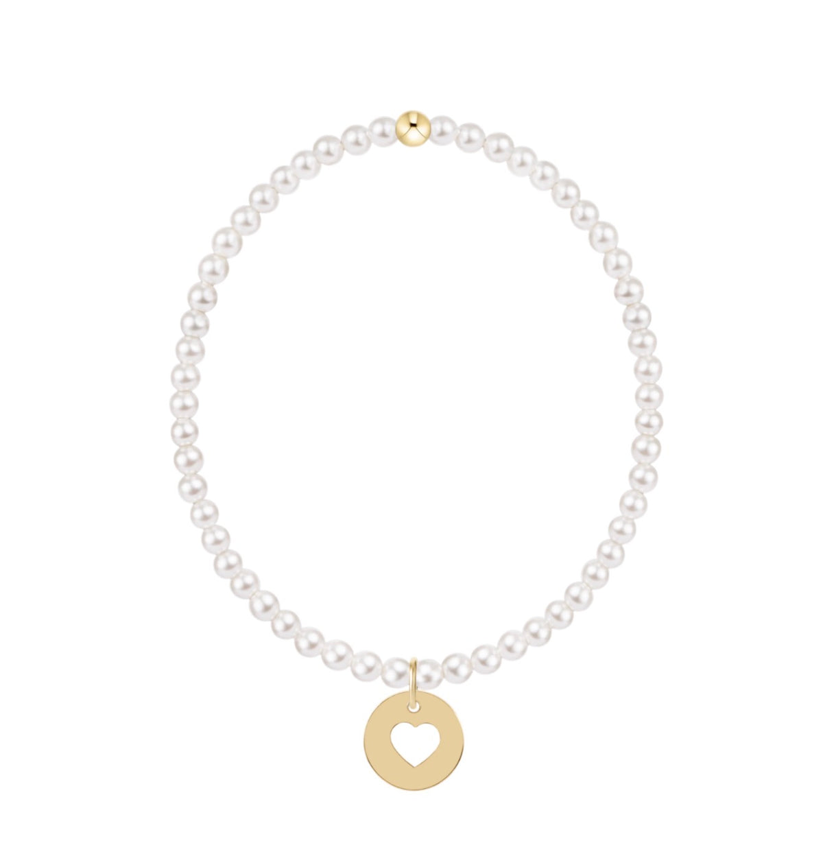 Enewton EGIRL “Classic Pearl” 3mm Bead Bracelet- Love Gold Disc