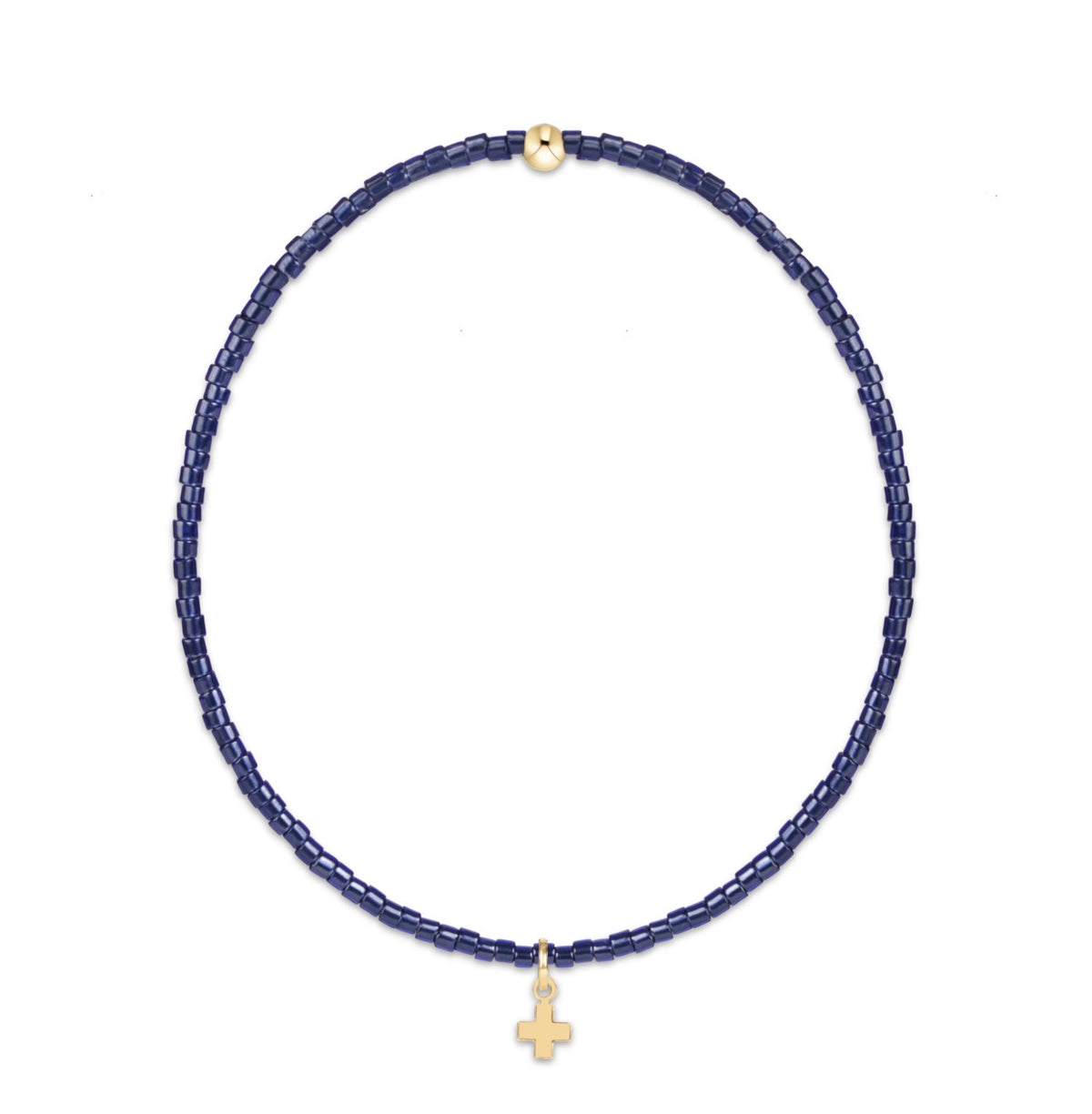Enewton “Hope Classic” Signature Cross Small Gold Charm Bracelet - Navy