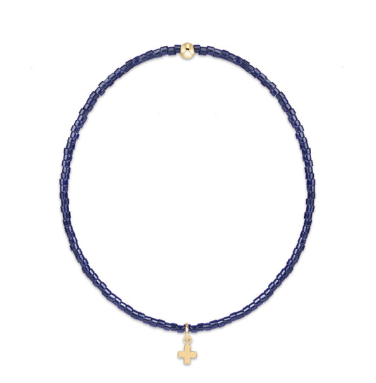 Enewton “Hope Classic” Signature Cross Small Gold Charm Bracelet - Navy