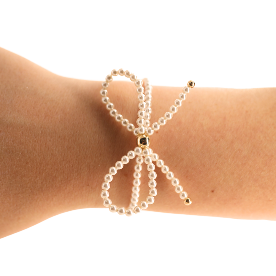Beaded Blondes "Pearl Bow" Bracelet-Standard 6.75"