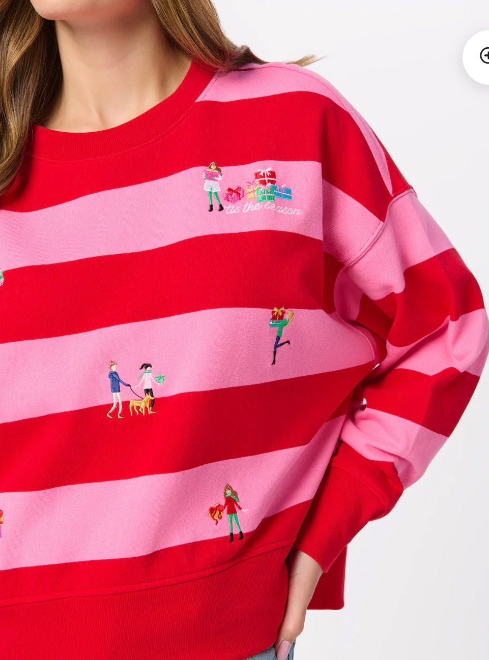 Shiraleah "Gifting" Embroidered Sweatshirt-Red/Pink