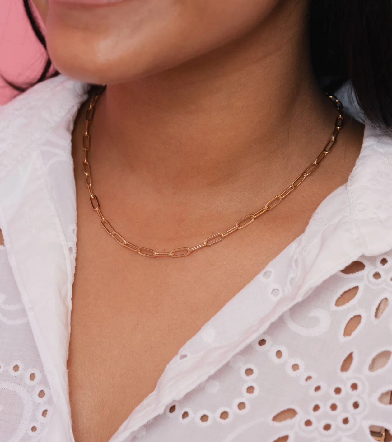 LeMel “Callie” Paperclip Chain Necklace-Gold
