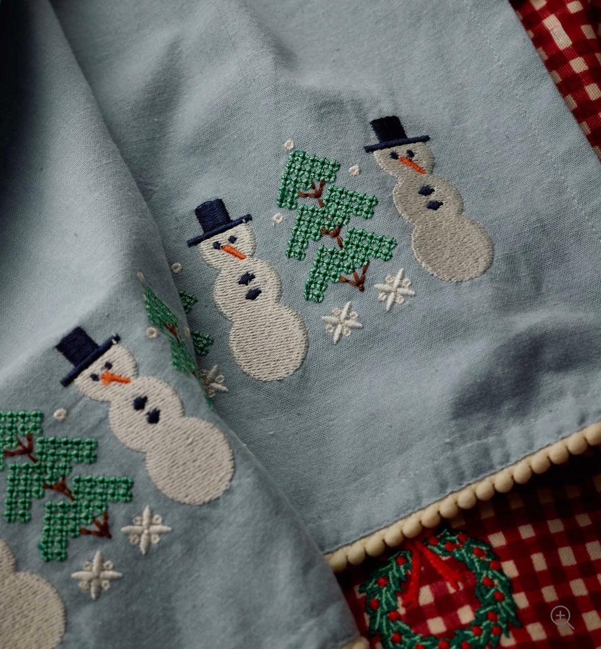 Rifle Paper Co. "Snowman" Embroidered Tea Towel