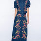 Elizabeth James “Frankie” Skirt-Denim Floral Embroidery