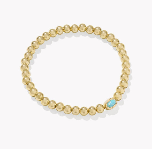 Kendra Scott Mini Elaina Stretch Bracelet-Gold Lt. Teal Opal