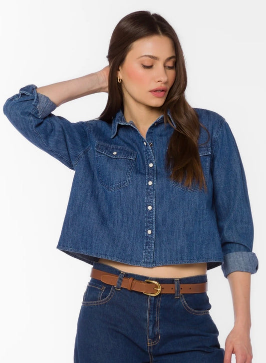 Velvet Heart "Wilson" L/S Pearl Button Top- Calva