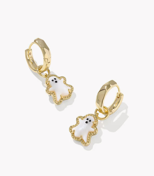 Kendra Scott Ghost Huggie Earring-Gold White MOP