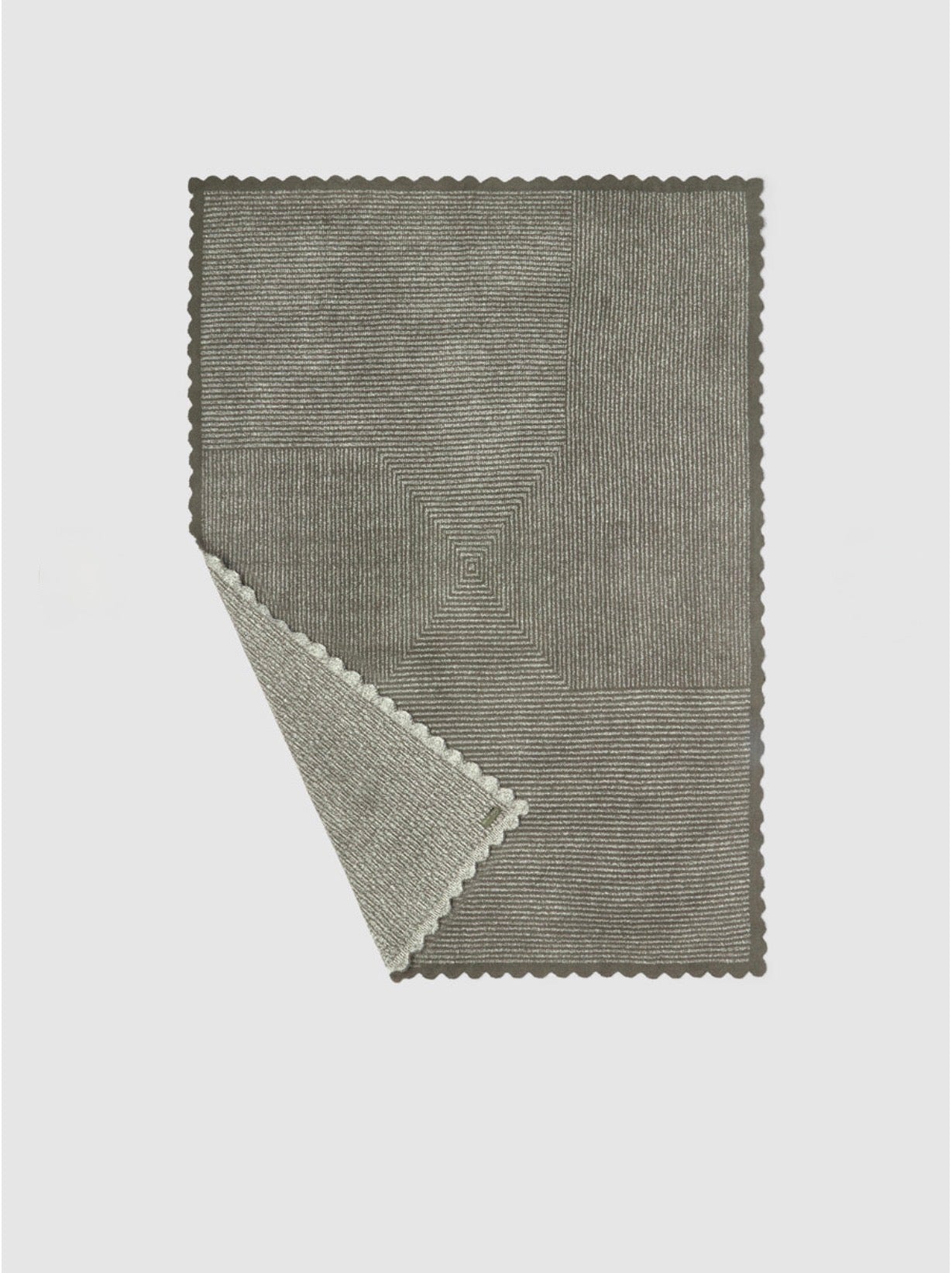 Barefoot Dreams CozyChic® Scallop Stripe Throw-Olive Branch/Cream