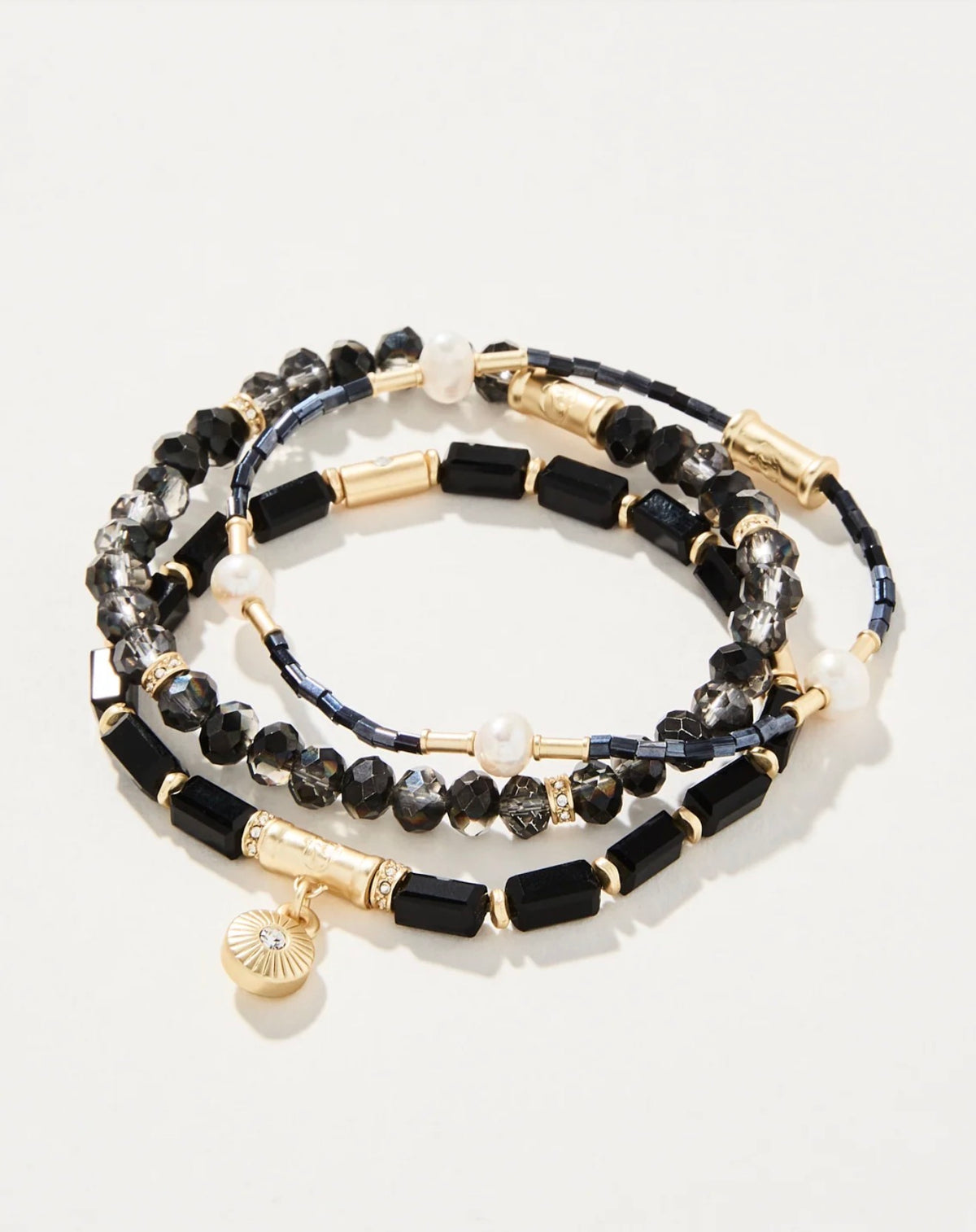 Spartina 449 Sparkle Stretch Bracelet Stack- Black