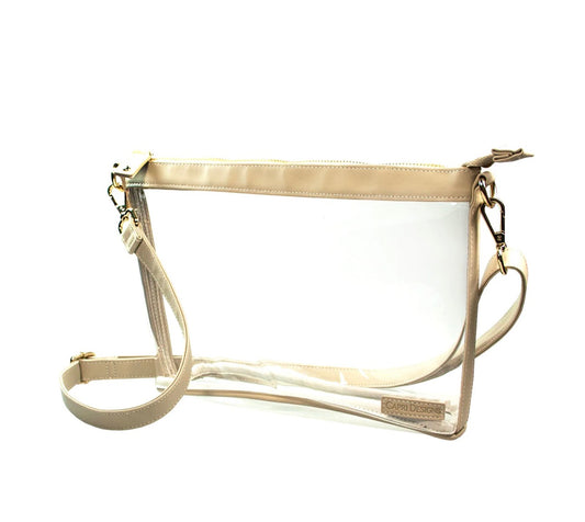 Capri Designs Small Crossbody-Clear with Tan/Gold