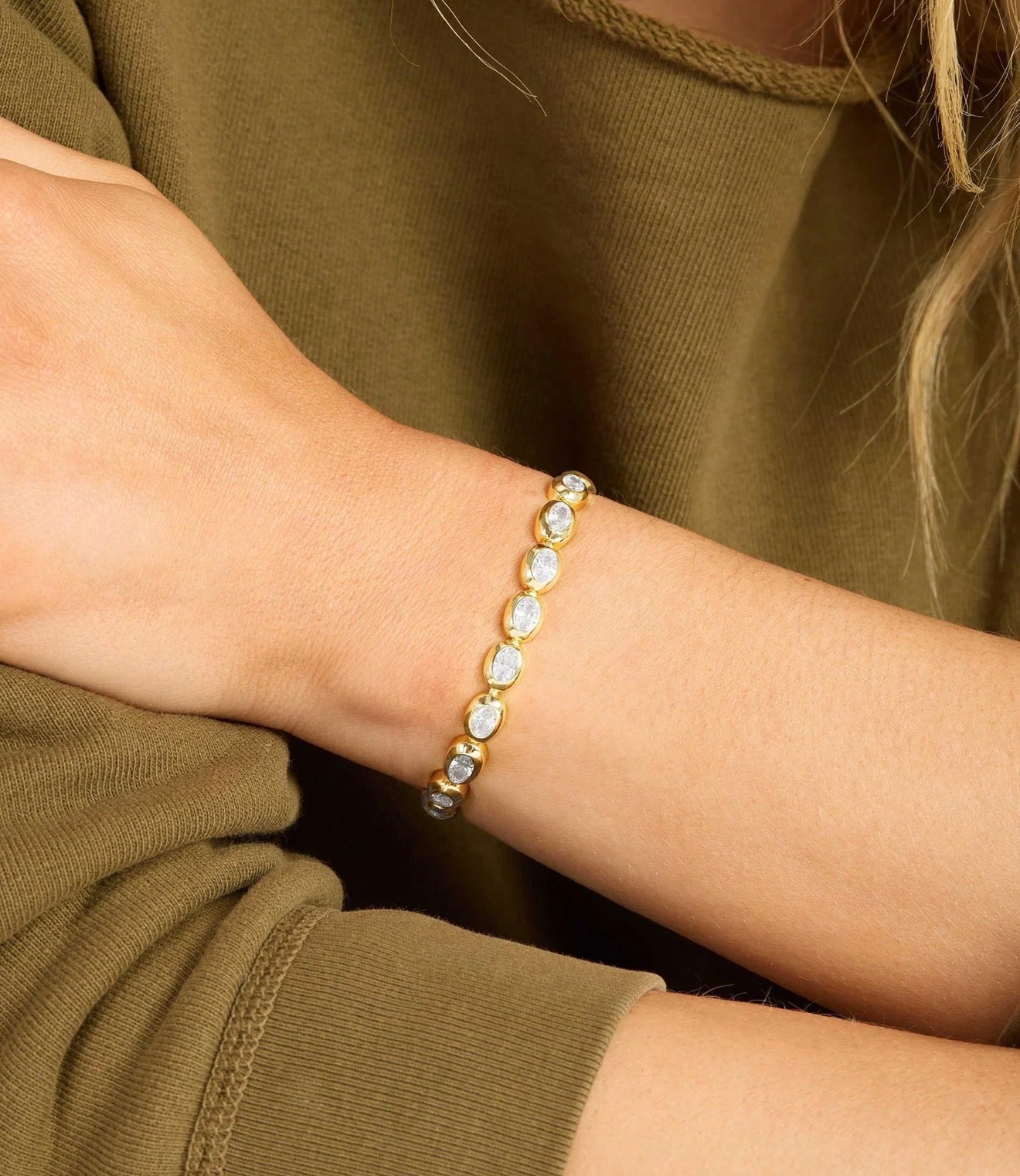Melinda Maria “She’s a Boss” Tennis Bracelet-Gold/White